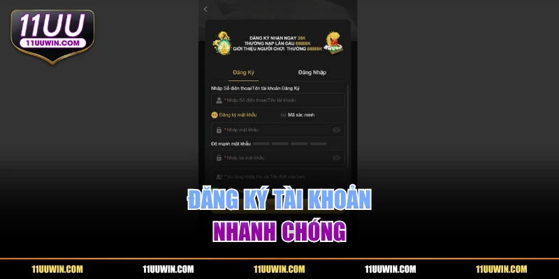 Đăng ký tài khoản nhanh chóng